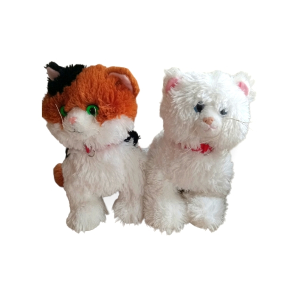Build a bear Kitten Cats 2 Plush  white and calico